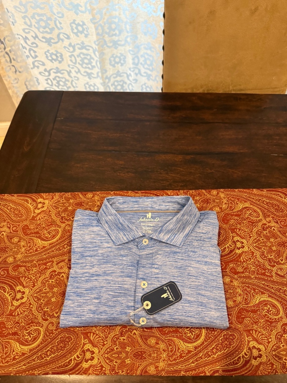 Johnnie-O Men's XL Palisades Blue Huronn Performance Jersey Polo MSRP $98